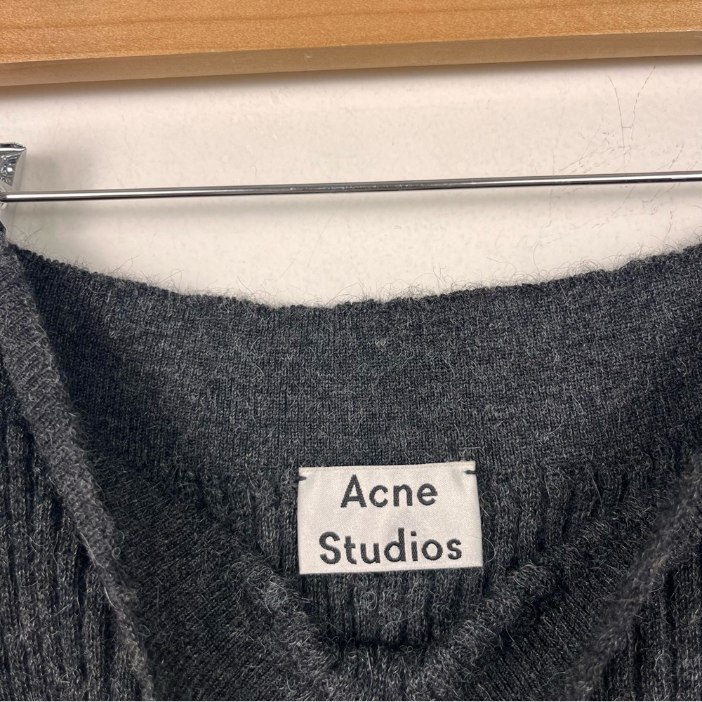 ACNE STUDIOS Randa Alpaca Wool Gray Ribbed Midi Skirt Size M - Picture 9 of 10